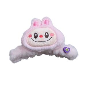 Labubu Style Fuzzy Hair Claw Clip Cute Kawaii Girls Accessory Pink Gift